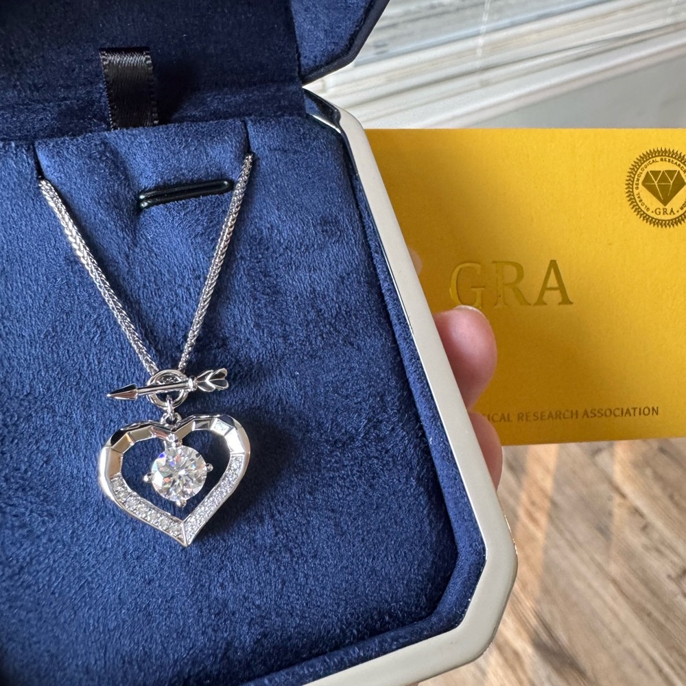 Moissanite Over 1 carat total weight Heart & Arrow Necklace